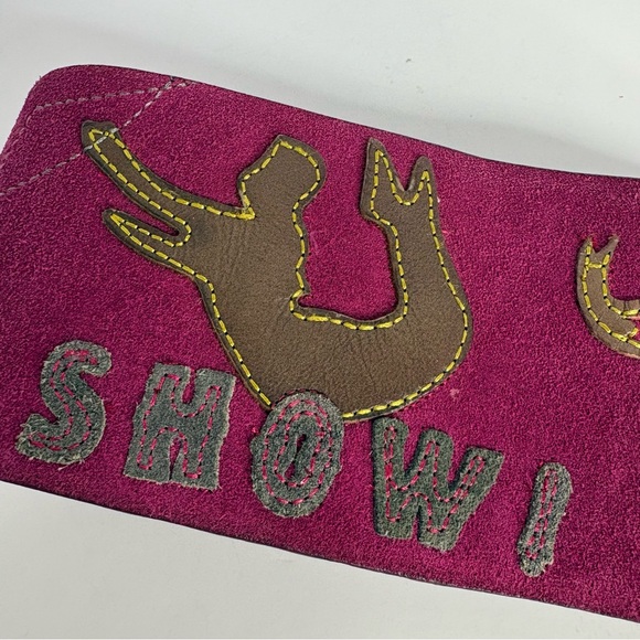 Anthropologie Circus Appliqué Suede Belt Fuchsia Wide Statement Festival Boho S main image 10